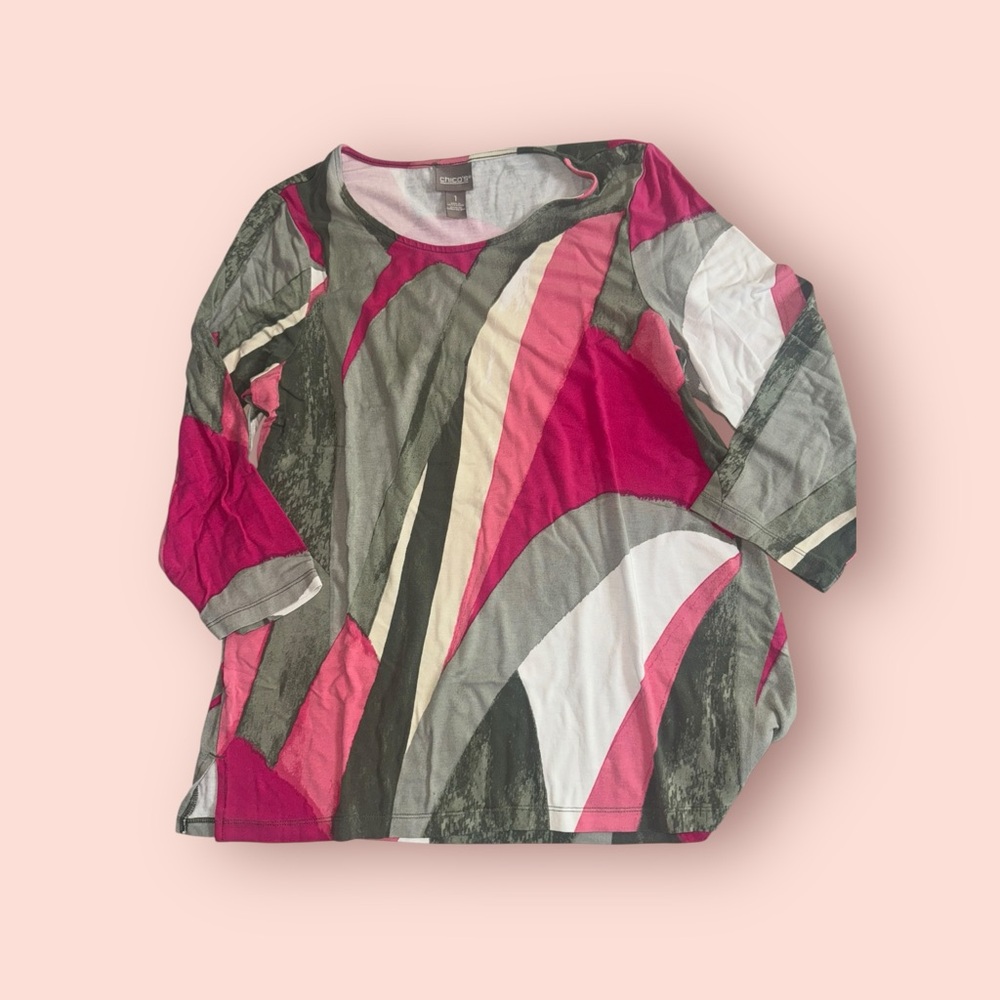 Chico's Multicolor Abstract Top